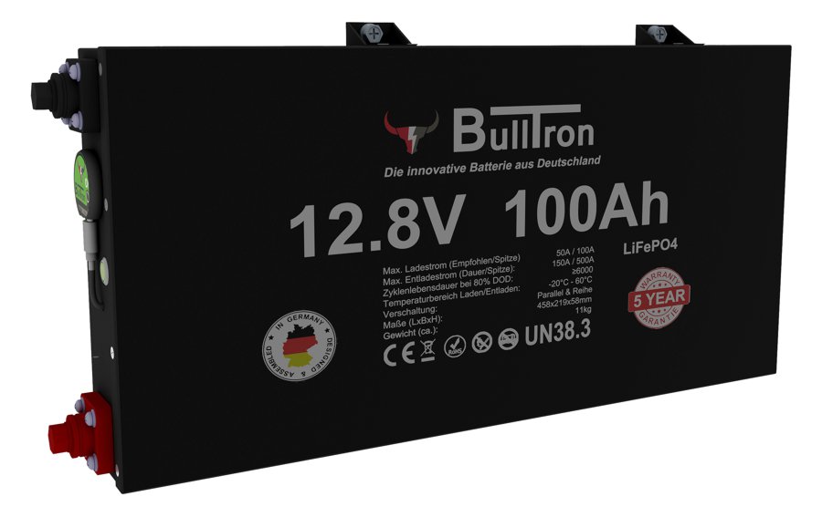 100Ah Slim POLAR | BullTron 12V LiFePO4 | BMS + Bluetooth + Heizung