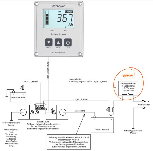 Batteriecomputer von Votronic Anschluss Schema