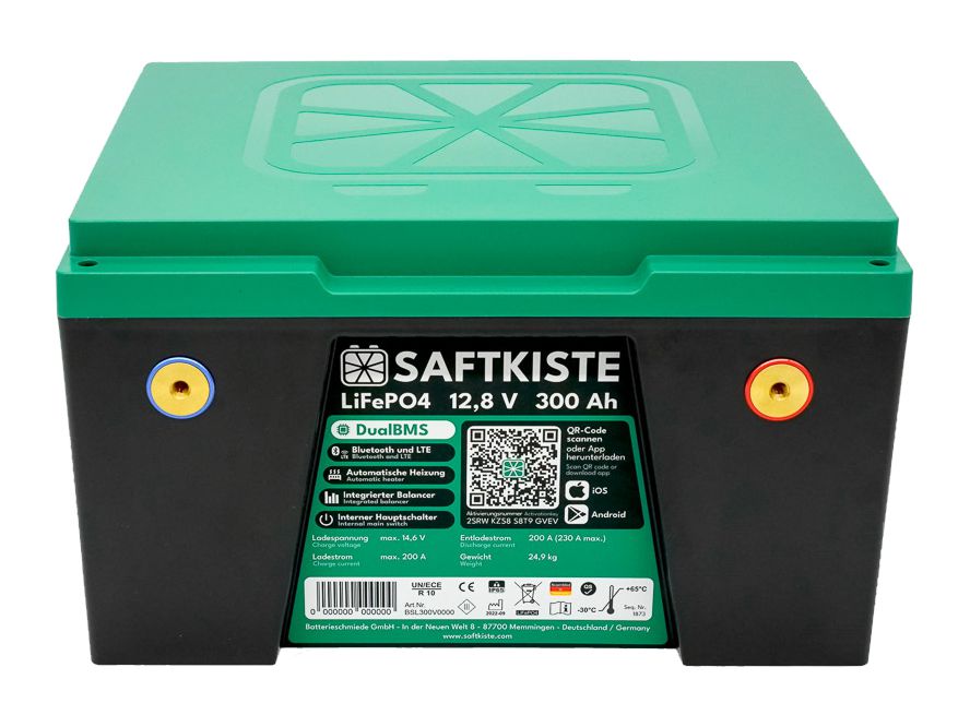 300Ah Saftkiste | 12V LiFePO4 mit BMS + LTE + Heizung