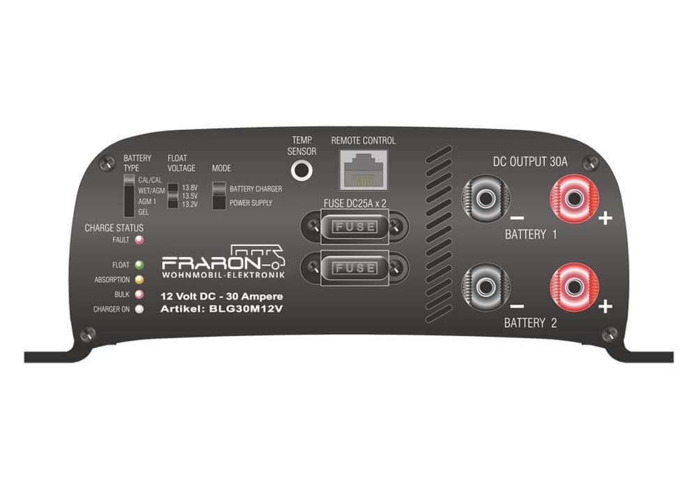 BLG30m12V Batterie-Ladegerät von Fraron Anschlüsse