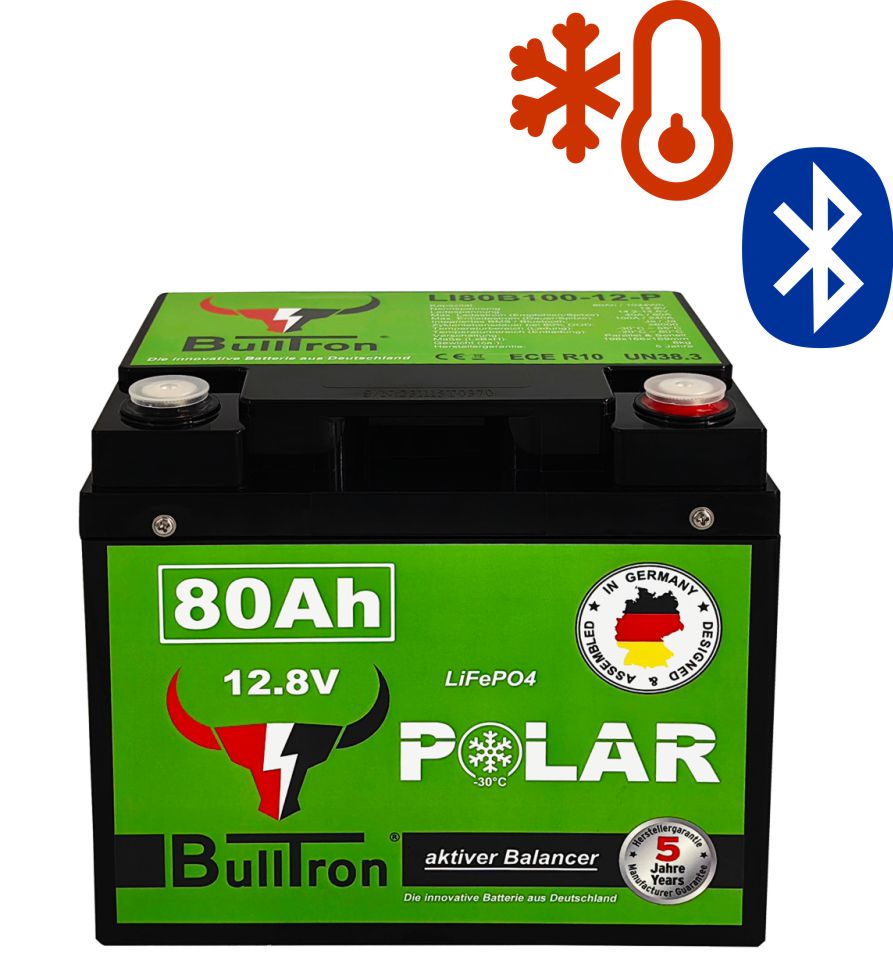 80Ah POLAR | BullTron 12V LiFePO4 | BMS + Bluetooth + Heizung