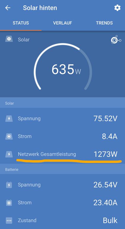 Anzeige Victron Connect App