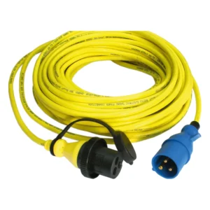 Victron Shore Power Landstromkabel 16A komplett mit blauem CEE-Stecker und Marinco-Kupplung am gelben H07RN-F Kabel
